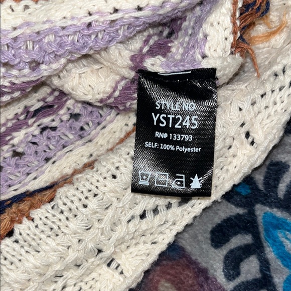 POL Women's Crochet Crop Top in Cream, Brown, and Purple - Picture 5 of 7